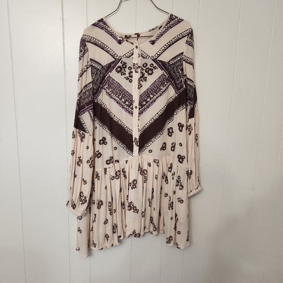 Free People From Your Heat Pink Brown Floral Mini Dress Size Medium - Picture 2 of 4